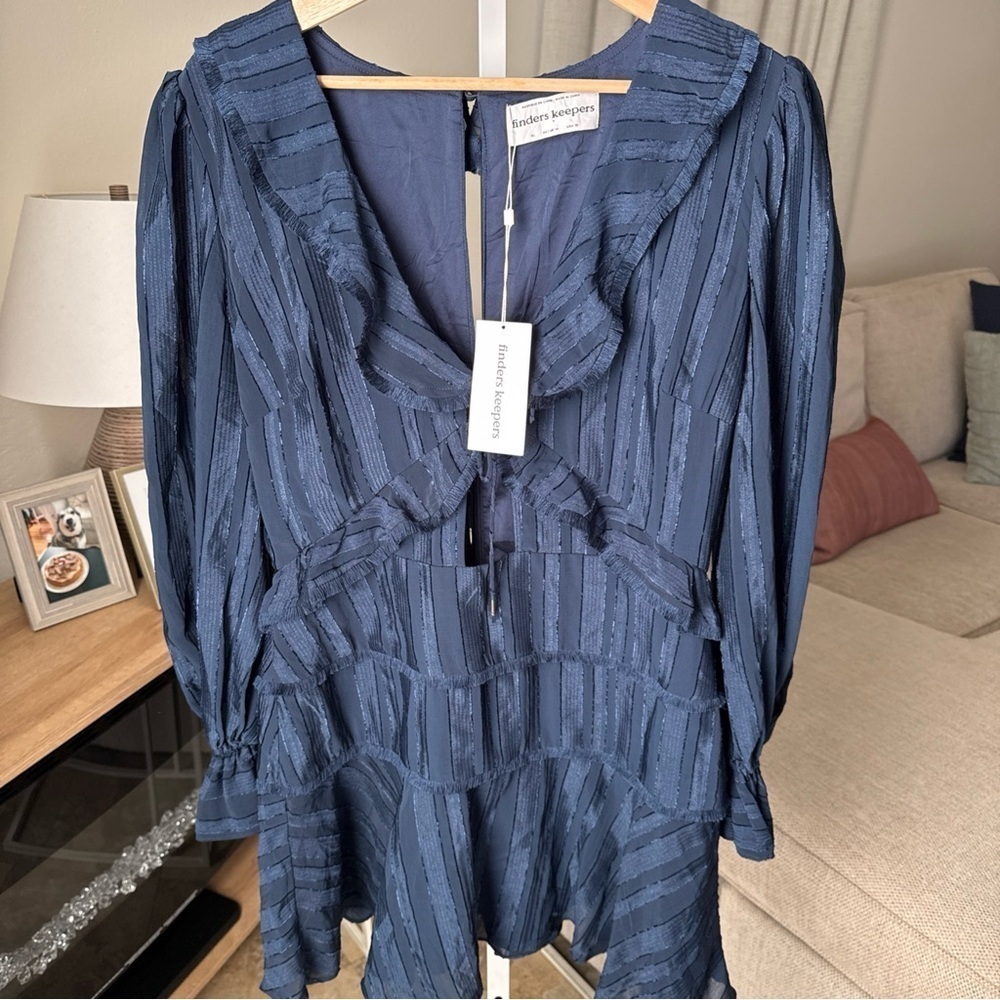 Finders Keepers Soraya Navy Blue Mini Dress Size XL NWT - Picture 2 of 16